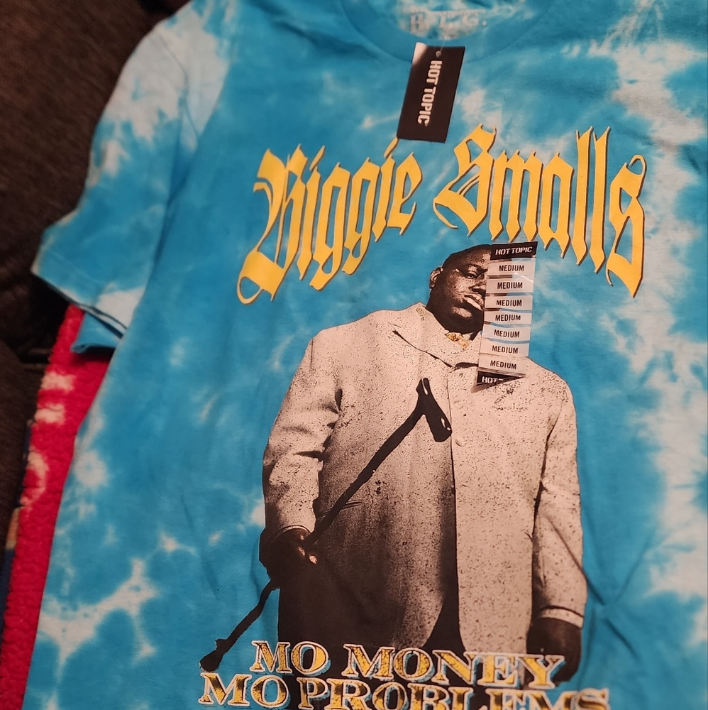 Nwt mens blue tie dye Biggie smalls mo money mo problems tshirt medium